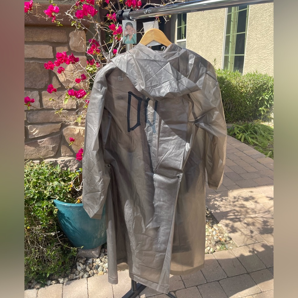 Bts Jacket Mens Size One Grey Hooded Raincoat With Storage Bag Zip